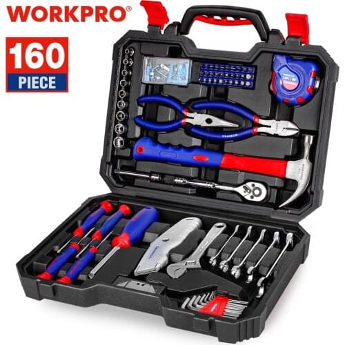 WORKPRO 160PC home Tool Set Hand Tools for Daily Use Househould Tool Kits Screwdriver Set Wrench Knife Pliers