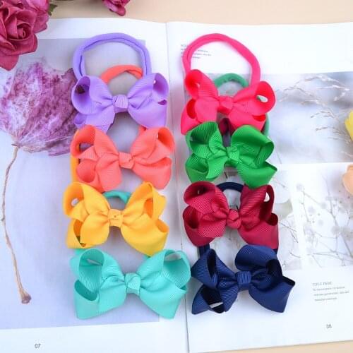 3.15 Inches Grosgrain Ribbon Bowknot Baby Girls Headband Handmade Bows Elastic Hairband Kids Accessories Birthday Gift 25 Colors