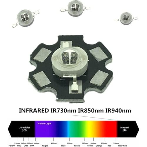 5pcs/lot High Power LED Chip IR Infrared 850nm 940nm 5W Emitter Light Lamp Beads 850 940 nm with PCB or not pcb