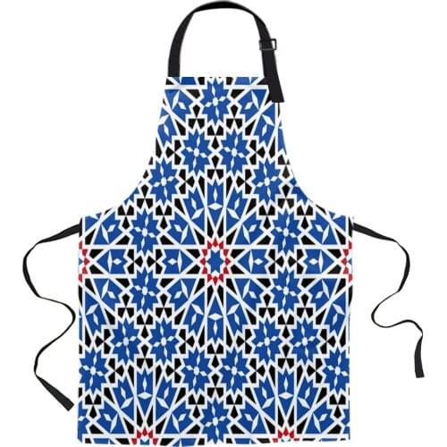 Abstract Morocco Blue Flower Aprons for Women Men Kid Cooking Baking Apron Kitchen Utility Equipment Accessories