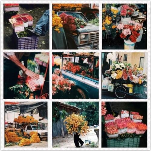 DIY Diamond Painting Home Decoration Flower Market Retro Art Photo Frameless 5D Diamond Applique Rhinestones Cross Stitch Kit