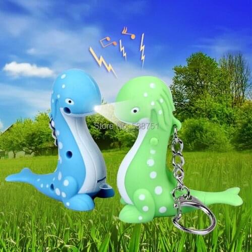 FREE SHIPPING by FEDEX 100pcs/lot Wholesale 3D LED Animal Little Dinosaur Keychain LED promotion keyring with Sound