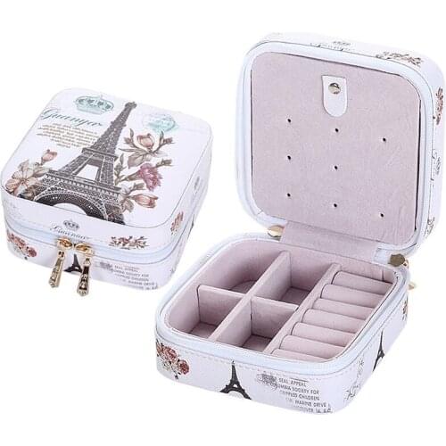 BY8998 Jewelry Organizer Display Travel Jewellery Case Mini Portable Jewelry Box Leather Storage Zipper Jewelers Universal