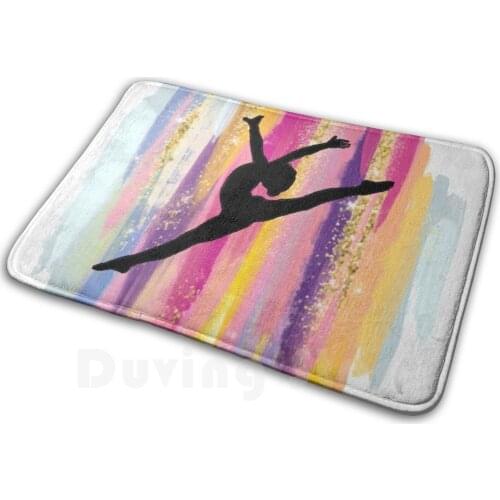 Dance Colorful Mat Rug Carpet Anti-Slip Floor Mats Bedroom Dance Colorful Rainbow Glitter Splits Gymnastics Gold Instagram