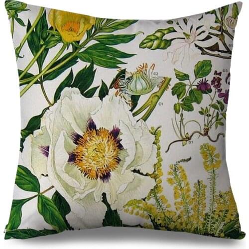 Floral Flower Throw Pillow Cover Leaf Buds Pillow Case Square Decorative Cushion Cover for Sofa Couch Home Bedroom pillowcase