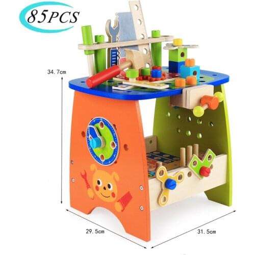Wooden DIY Combination Building Block Toys Pretend repair tool table simulation screw nut Building Blocks For Kids Education Toy