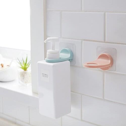 Bathroom Hand Sanitizer Bottle Shelf Wall Hanging Punch-free Sticky Shampoo Shower Gel Storage Rack Bathroom Supplies Tool Sale