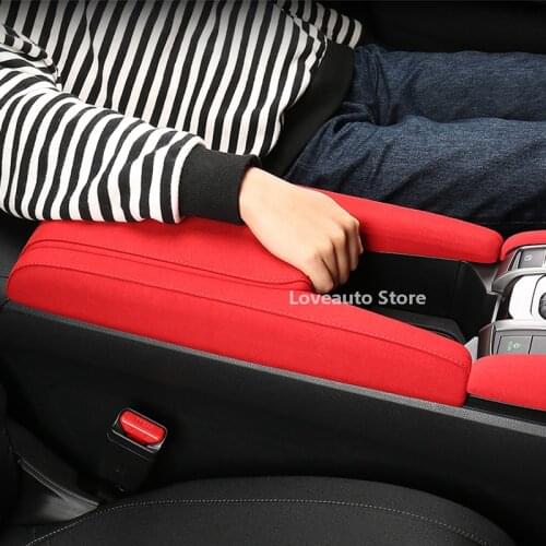 For Honda Civic 10th 2021 2020 Car Alcantara Central Armrest Storage Box Foreskin Protective Red Grey Cover 2019 2018 2017 2016