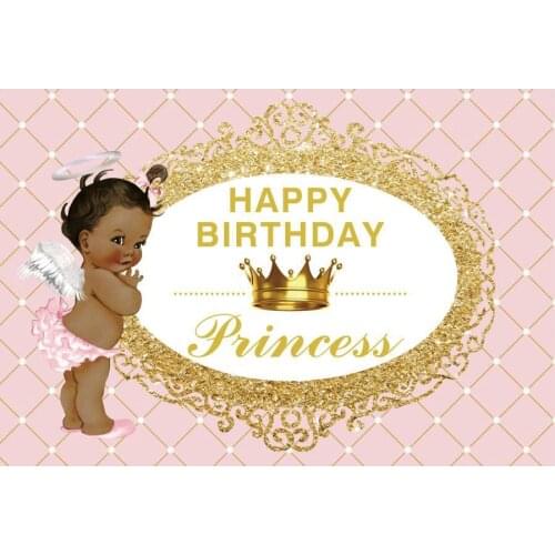 Happy Birthday Princess Backdrop Blush Pink Photography Background Celebration Photo Booth Studio Decor