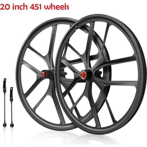 20 Inch 451 Folding Bike Wheelset 4 Bearing Double Wall magnesium alloy Rim SP8 Vp18 Folding disc brake Road Bicycle Wheelset