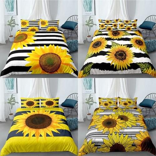 Sunflower Bedding Set 2/3Pcs Duvet Cover & Pillowcase(s) 3D Printed Quilt Cover Home Textile Gift