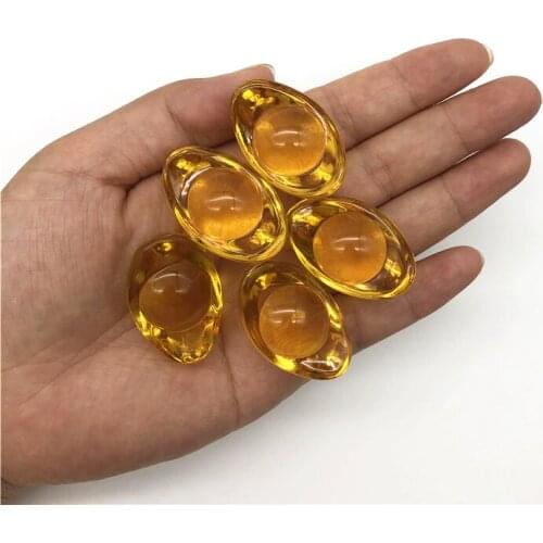 Beautiful 1 Pieces Feng Shui Chinese Yellow Crystal Paperweight Glass Gold Ingots Paperweight Home Decorative Quartz Crystals