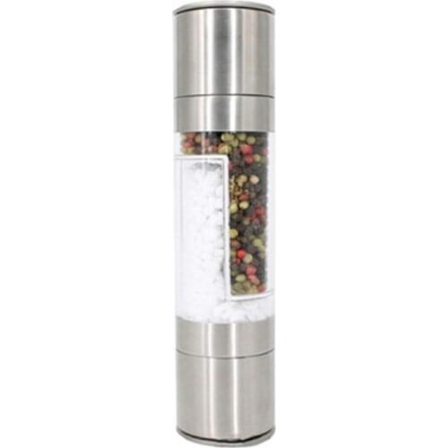 2 In 1 Dual Chambers Stainless Steal Sea Salt Pepper Grinder Adjustable Coarseness Spices Mill Seasoning Grinder