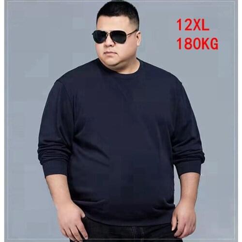 Mens large T-shirt 12xl 180kg plus size 7XL 8xl 9xl 10xl 11xl winter long sleeve round neck loose Sweatshirt black blue big top