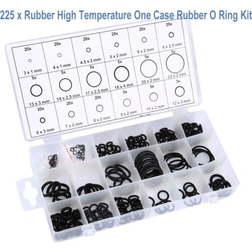 VODOOL 225Pcs 18 Sizes O Ring Rubber Washer Seal Assortment Kit O-Ring Seals Set For Car Gasket Repair Accessories With Box Set