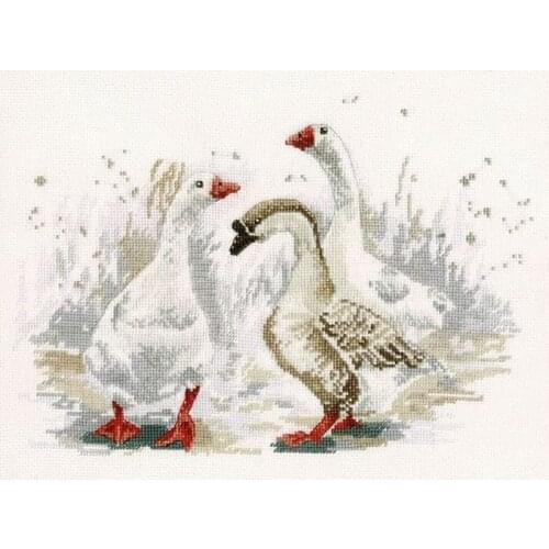 Customized Embroidery Three Merry Geese Counted Cross Stitch Kits for Baby with 100% Cotton Floss & Free Shipping for Wall Decor