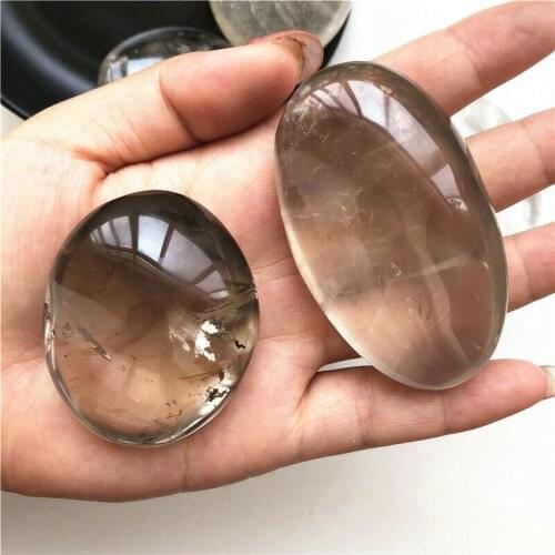 Natural gemstone smoky quartz palm crystals healing stones for home decoration