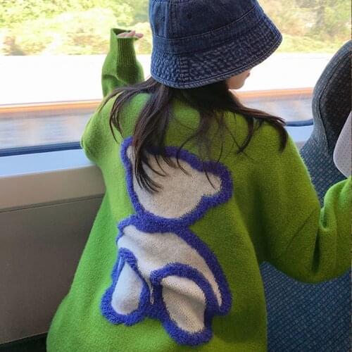 Womens 2021 new women sweater trendy loose Grunge style New Year gift students fall/winter trend Western fashion knit sweater