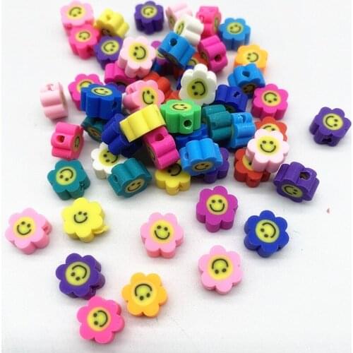 New 30pcs10mm Smiley/Animal/Fruit Beads Polymer Clay Beads Spacer Loose Beads for Jewelry Making DIY Accessories #27
