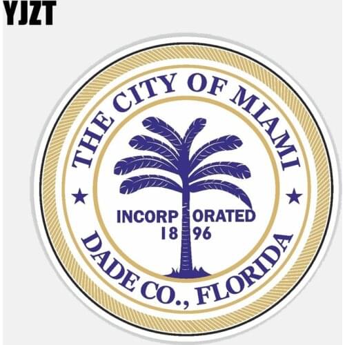 YJZT 11.9CM*11.9CM Car Window Miami City ORATED Round PVC Window Car Sticker 6-2708