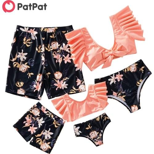 PatPat 2021 New Arrival Family Look Floral Print Matching Swimsuits