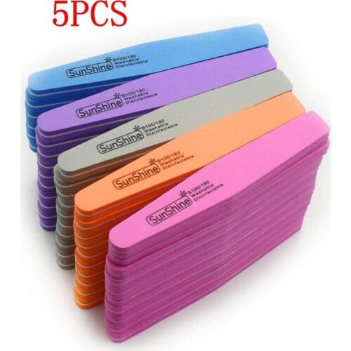 5Pcs Manicure Nail Files For Manicure 80/100 Strong Thick Sandpaper Sanding Nails File Buffs Buffing Grey Boat Nail Care Tool