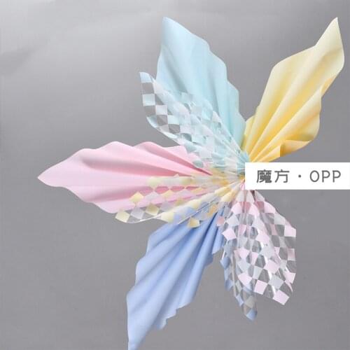 Popular Design Rubiks Cube Opp Waterproof Flowers Wrapping Paper DIY Crafts Wedding Bouquet Valentines Gift Packaging Paper