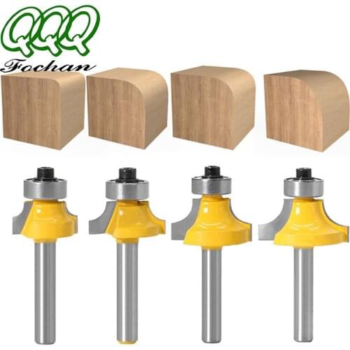 QQQ 4pcs 1/4mm shank Corner Round Over Router Bit with BearingMilling Cutter for Wood Woodwork Tungsten Carbide