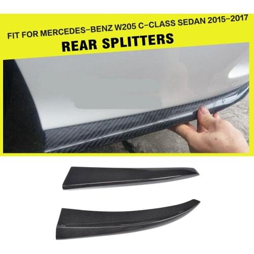 Carbon Fiber Rear Bumper Splitters Lip Cupwings Winglets for Mercedes-Benz C-class C180 C200 C250 W205 2015 - 2017