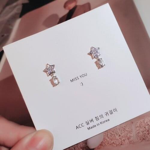 Korean Fashion New Star 925 Silver Shape Earrings Temperament Small and Versatile AAAA Ladies Jewelry Party Earrings