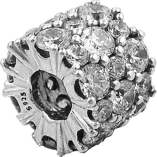 Original Clear Sparkle Arm Candy With Crystal Christmas Beads Fit 925 Sterling Silver Charm Bracelet Bangle DIY Jewelry