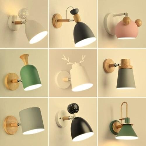 Nordic LED Wall Lamp For Bedroom Reading Wall Sconce Bedside Luminaira Modern Wooden E27 Wall Mounted Lighting Fixtures