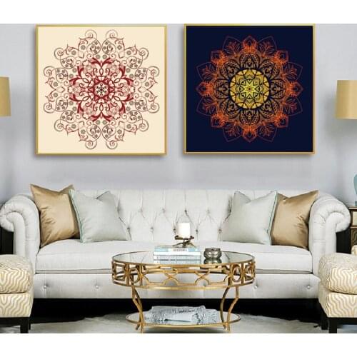 Nordic Modern Minimalism Mandala Colorful Beautiful Pattern Canvas Painting Poster Gift Print Printing Living Room Home Decorati