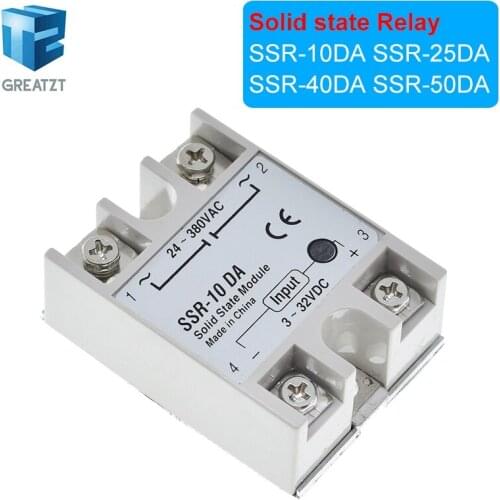 Solid state Relay SSR-10DA SSR-25DA SSR-40DA SSR-50DA 10A 25A 40A 50A actually 3-32V DC TO 24-380V AC SSR 10DA 25DA 40DA 50DA
