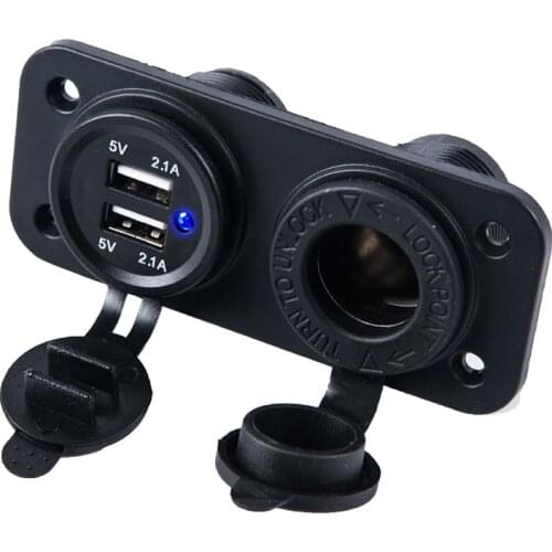 USB Car Power Adapter Charger Universal Waterproof 12V-24V 4.2A Cigarette Lighter SocketMotorbike Boat Riding Mower Tractor