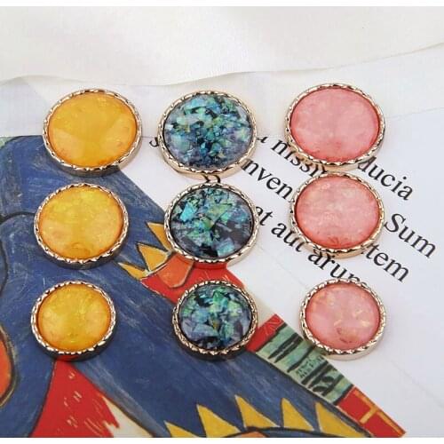 10pcs New Fashion Alloy Vintage Multicolor Round Pendant Inlaid Gold Foil Drop Earrings For Women Material Jewelry Accessories