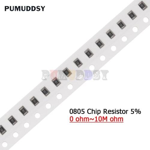 100PCS 0805 5% 1/8W SMD chip resistor 0R ~ 10M 0 1R 10R 100R 220R 330R 470R 1K 4.7K 10K 47K 100K 1M 10M 0 1 10 100 330 470 ohm