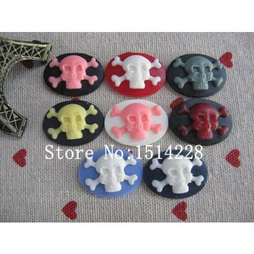Free shipping! (18*25mm)Mixed colors.resin funny skull Cameo .Resin Flatback Cabochon for Earring .jewelry Accessory.DIY