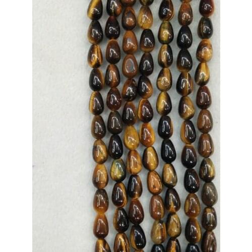 2016 Fashion natural tiger eye stone water drop spacer beads 8x12mm for jewelry making wholesale 65pcs/lot free shipping