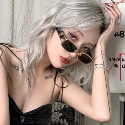 2021 New Fashion Half Frame Small Rectangle Sunglasses Women Brand Designer Ins Popular One Piece Multicolor Shades Men