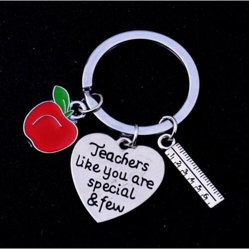 36PC Teacher Keychain Teachers Like You Are Special And Few Keyring Red Apple Ruler Heart Charm Pendant Keychain Graduation Gift