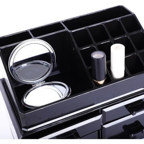 4 Small & 3 Large Drawers Cosmetics storage box Plastic cosmetics storage contaie rack led light vanity mirror makeup organizer