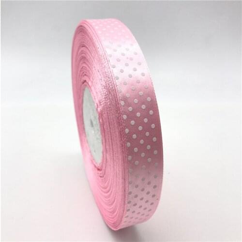 5Yards 3/4" 20mm Pink Printing Polka Dot Satin Ribbon Hair Bow Christmas Wedding Decoration DIY Sewing Craft