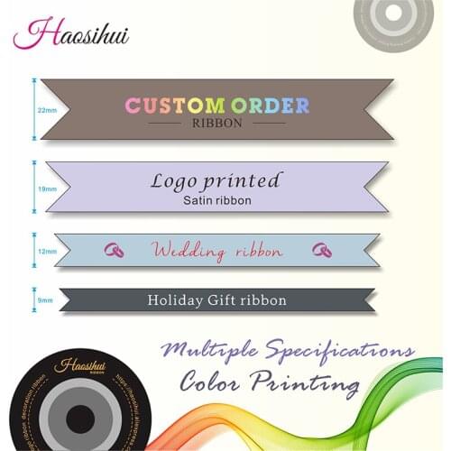 HAOSIHUI Free Shipping 50 yards/lot Custom Ribbon Cartoon Printed Satin Tapes