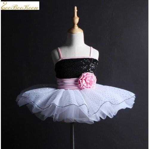 Bailarina Black And White Sequins Swan Lake Ballet Dance Costume Ballet Tutu Dance Dress For Girls Ballet Leotards For Women