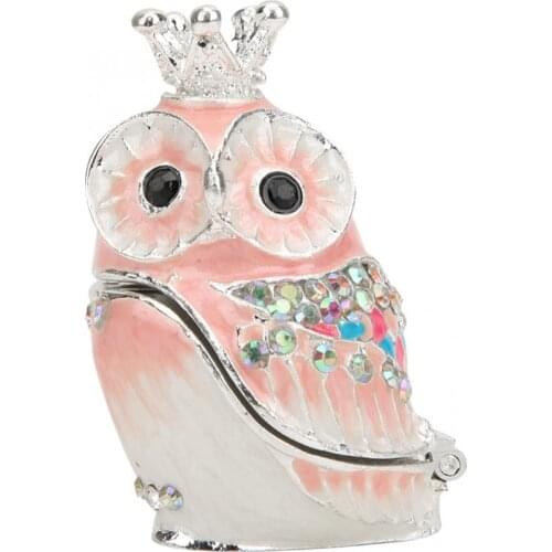 Cute Colorful Enamel Owl Crafts Small Jewelry Case Jewelry Storage Box Home Decoration Birthday Gifts for Girl Friend