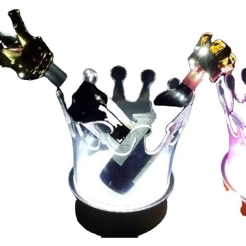 Crown Shaped Pellucid Night Bar LED Decoration Furniture Plastic Ice Bucket