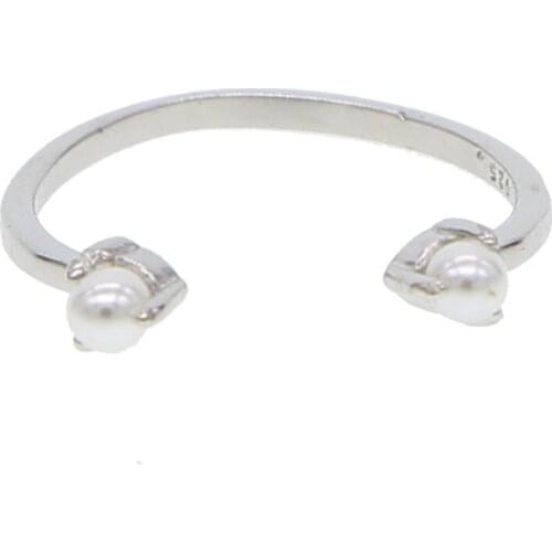 Elegant Simulated Pearl Jewelry Open Ring 925 sterling silver Women delicate simple elegant jewelry top quality midi finger ring