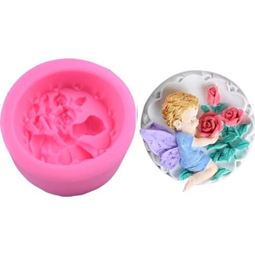 Angel Holding Rose Shape Handmade Soap Mold Cake Baking Tool DIY Soap Making