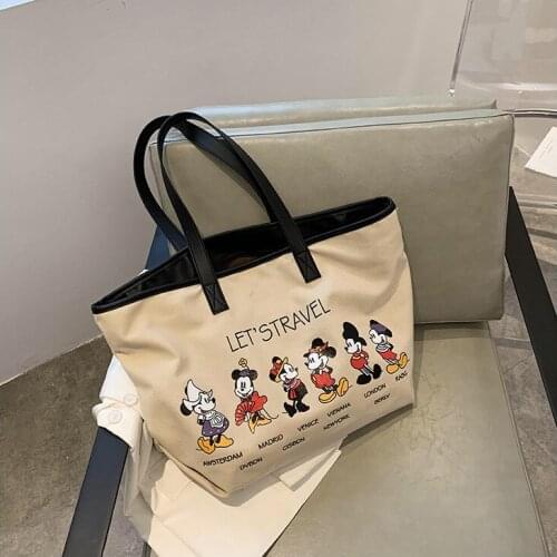Disney Mickey cartoon canvas handbag Minnie ladies mens messenger bag large capacity shoulder bag